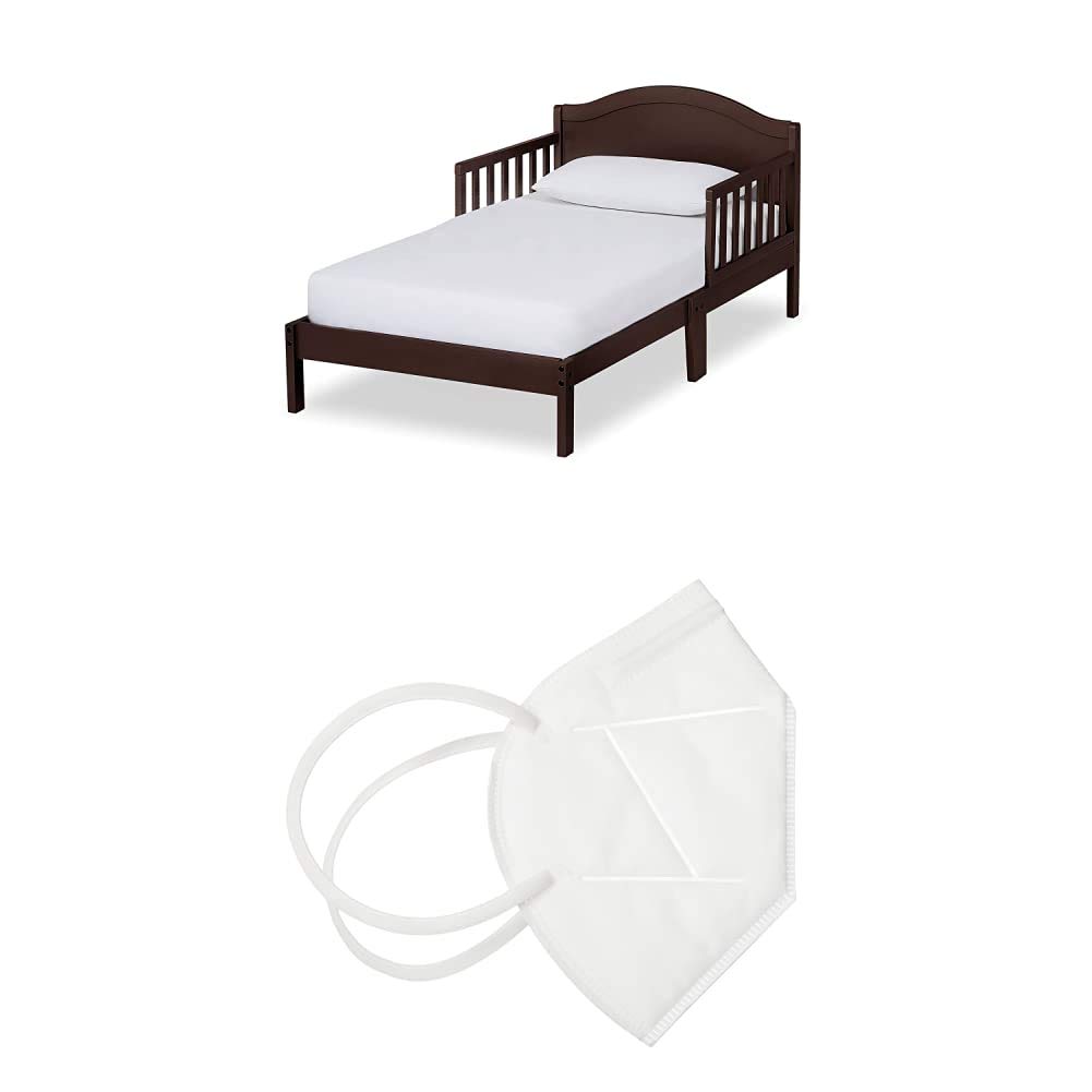 Dream On Me Sydney Toddler Bed in Espresso - Greenguard Gold Certified Safe & Sturdy Kids Bed for Toddlers | Perfect for Nursery, Daycare or First Big Kid Bed Transition | Includes Dream On Me Disposable Face Mask 10-Pack for Added Protection