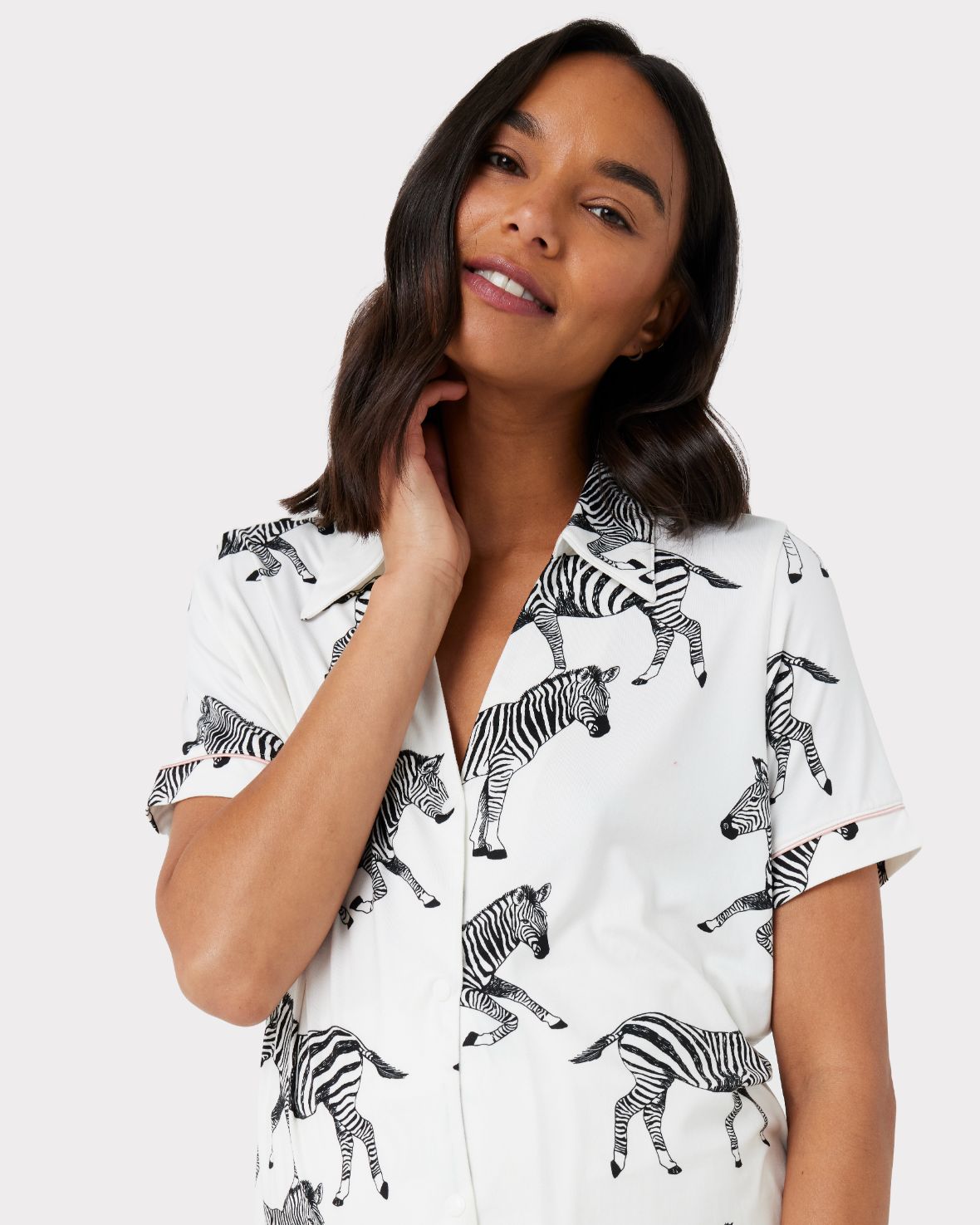 Soft & Comfortable Maternity Zebra Print Short Pajama Set for Pregnant Women - Perfect for Summer Nights & Relaxing at Home