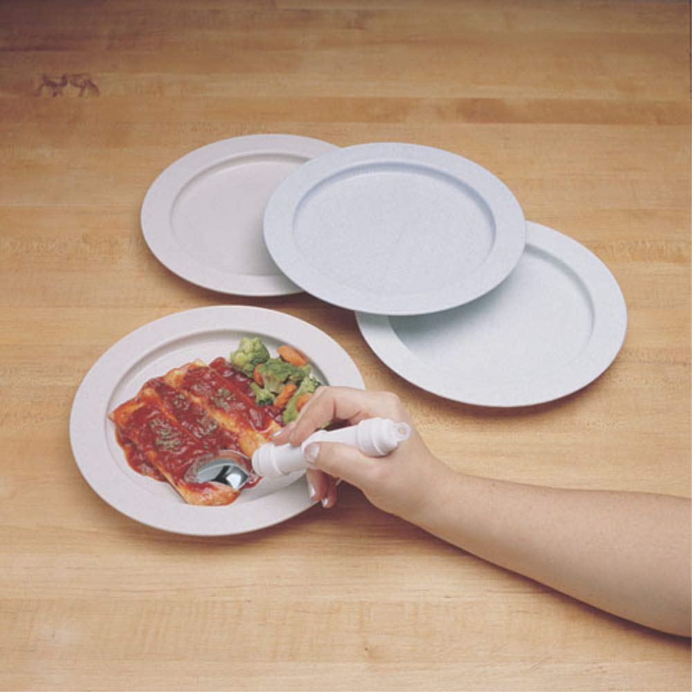 SP Ableware High Wall Inner-Lip Plastic Plates - Sandstone Color, Pack of 12 (745310012) - Durable Dinnerware for Assisted Living & Elderly Care Facilities