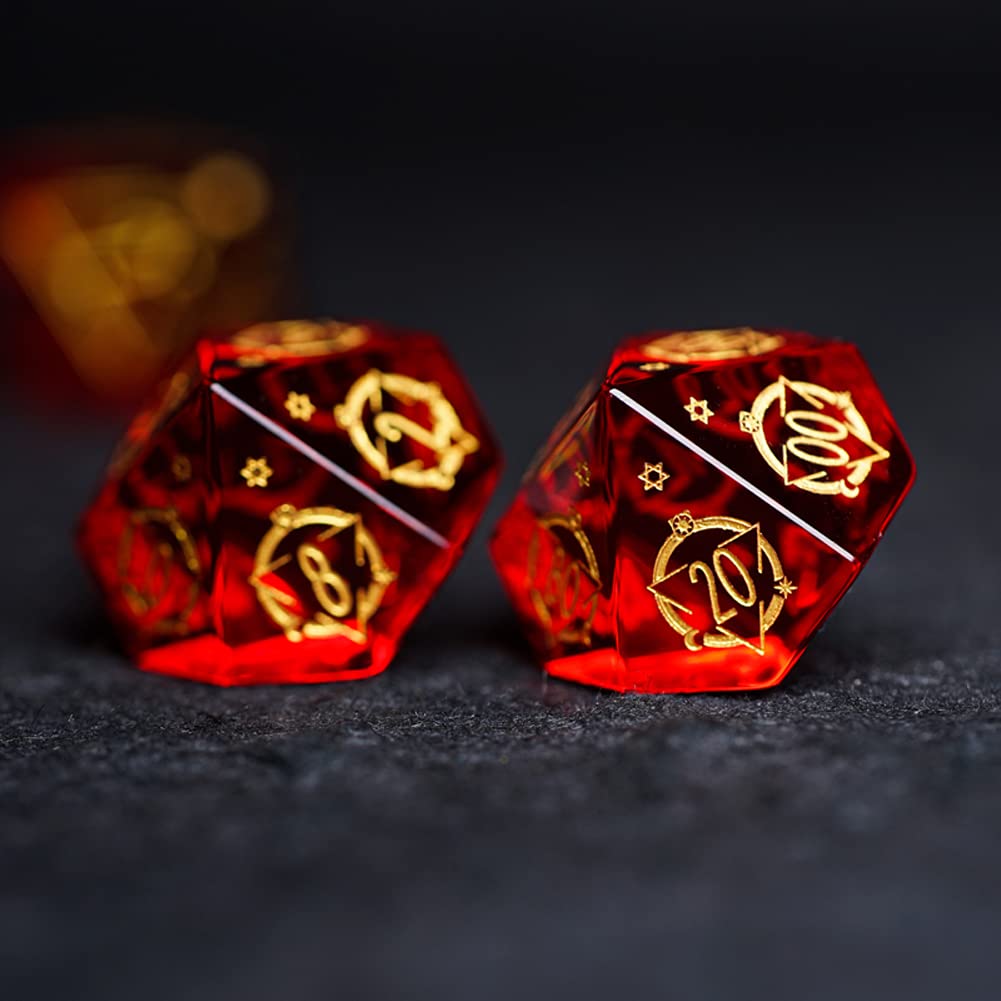LANGWEI D&D Dungeons and Dragons Dice Set - 7-Piece Polyhedral RPG Dice in Stunning Red Garnet Color for Tabletop Games, TRPG, DND 5e | Perfect for Role Playing Adventures, Game Nights & Fantasy Board Games