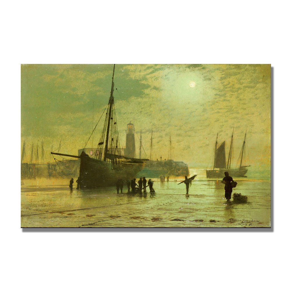John Grimshaw The Lighthouse At Scarborough - 30x47 Inch Premium Canvas Wall Art for Living Room, Bedroom & Office Decor