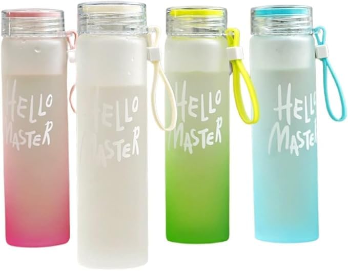 Maxismart Hello-Master Borosilicate Glass Water Bottle - 1L BPA-Free, Leak-Proof, Durable for Hot & Cold Drinks - Perfect for Home, Office, Gym, Hiking, Travel & Outdoor Activities (Clear, Pack of 1)
