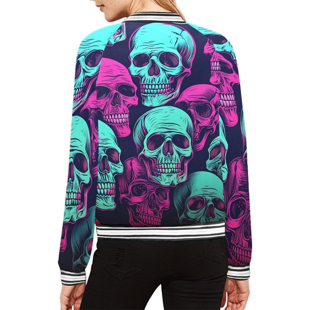 Trendy Neon Skulls & Stripes Jacket for Men & Women - Stylish Streetwear Fashion for Parties, Concerts & Nightlife