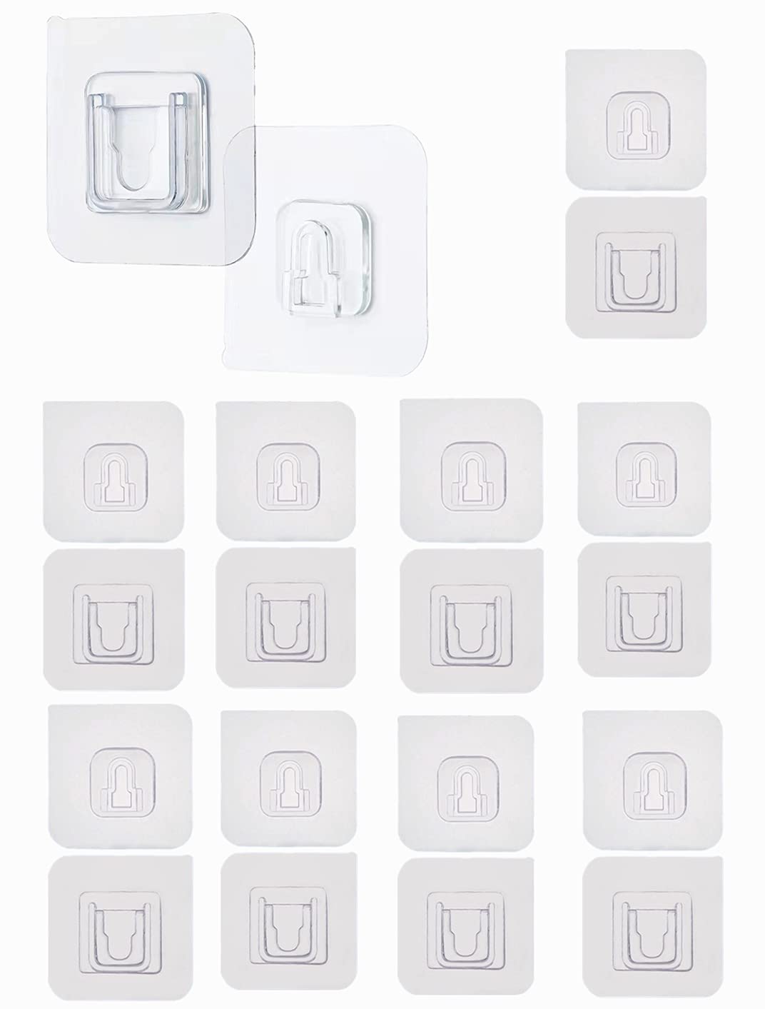 Strong Adhesive Clear Double Wall Hooks - Waterproof, No Trace, No Drill, Multi-Purpose for Kitchen, Bathroom & Home Organization