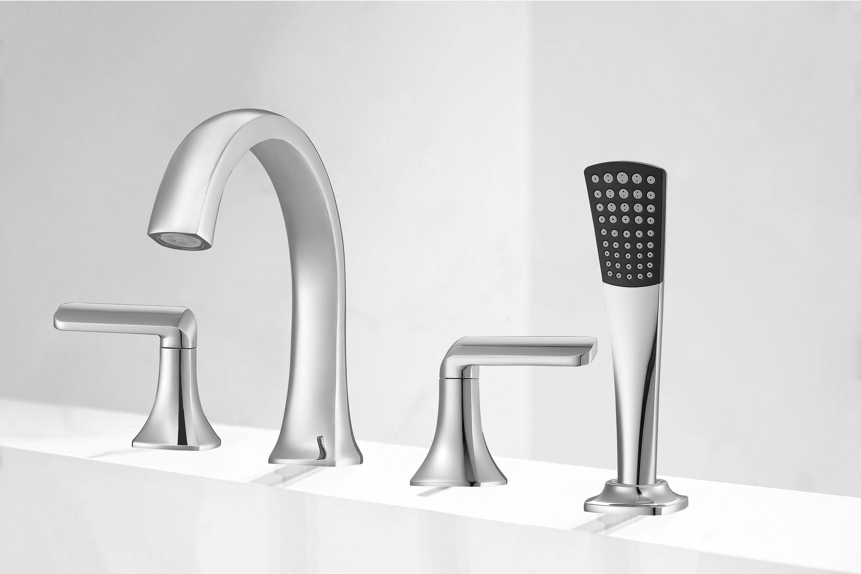 Arezzo Two Handle Roman Tub Faucet in Chrome Finish - Elegant Bathroom Faucet for Freestanding Tubs and Luxury Spa Retreats