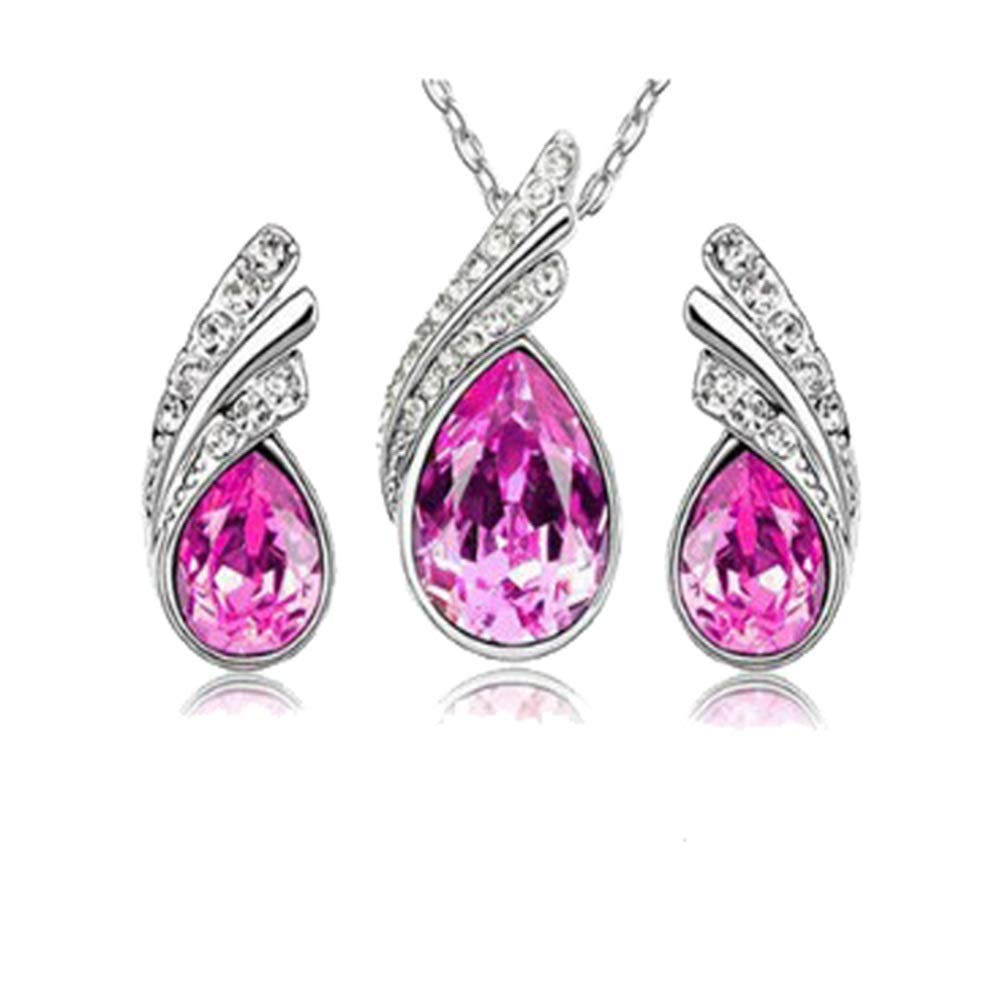 Blue Crystal Wing Pet Memorial Jewelry Set - Cremation Urn Necklace & Stud Earrings for Women | Ashes Keepsake, Funeral Remembrance Gift | Perfect for Memorial Services, Daily Wear & Honoring Loved Ones