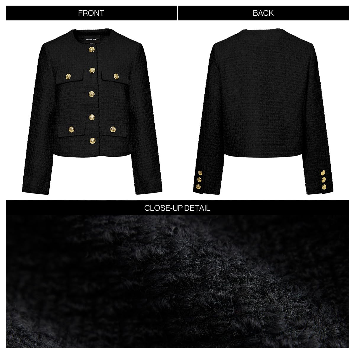Women's Cropped Tweed Blazer Jacket - 2025 Fall Winter Business Casual Long Sleeve Coat for Work, Office & Date Night Outfits | Professional & Stylish Women's Suit Jacket
