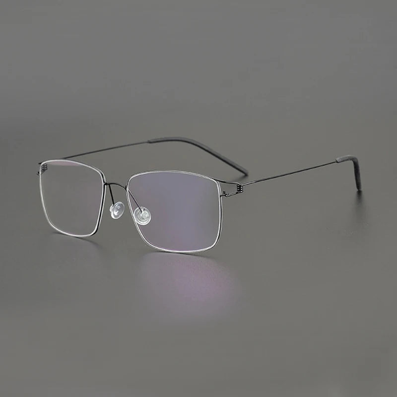 Unisex Black Titanium Square Screwless Full Rim Eyeglasses Frame 42001 - Lightweight & Durable for Work, Reading, and Everyday Wear