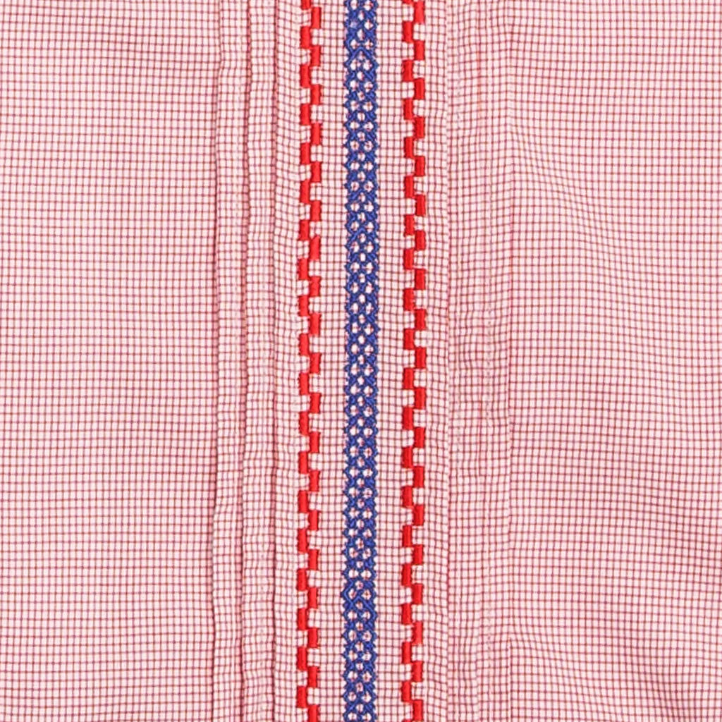 San Cristobal Red Checkered Short Sleeve Guayabera Shirt for Men - Casual Summer Wear, Beach Outings & Tropical Vacations