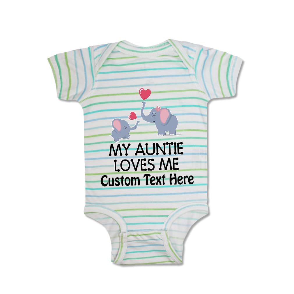My Auntie Loves Me! Cute Elephant Print Baby Bodysuit - Soft Cotton Onesie for Boys & Girls | Perfect for Playtime, Family Photos & Gifts