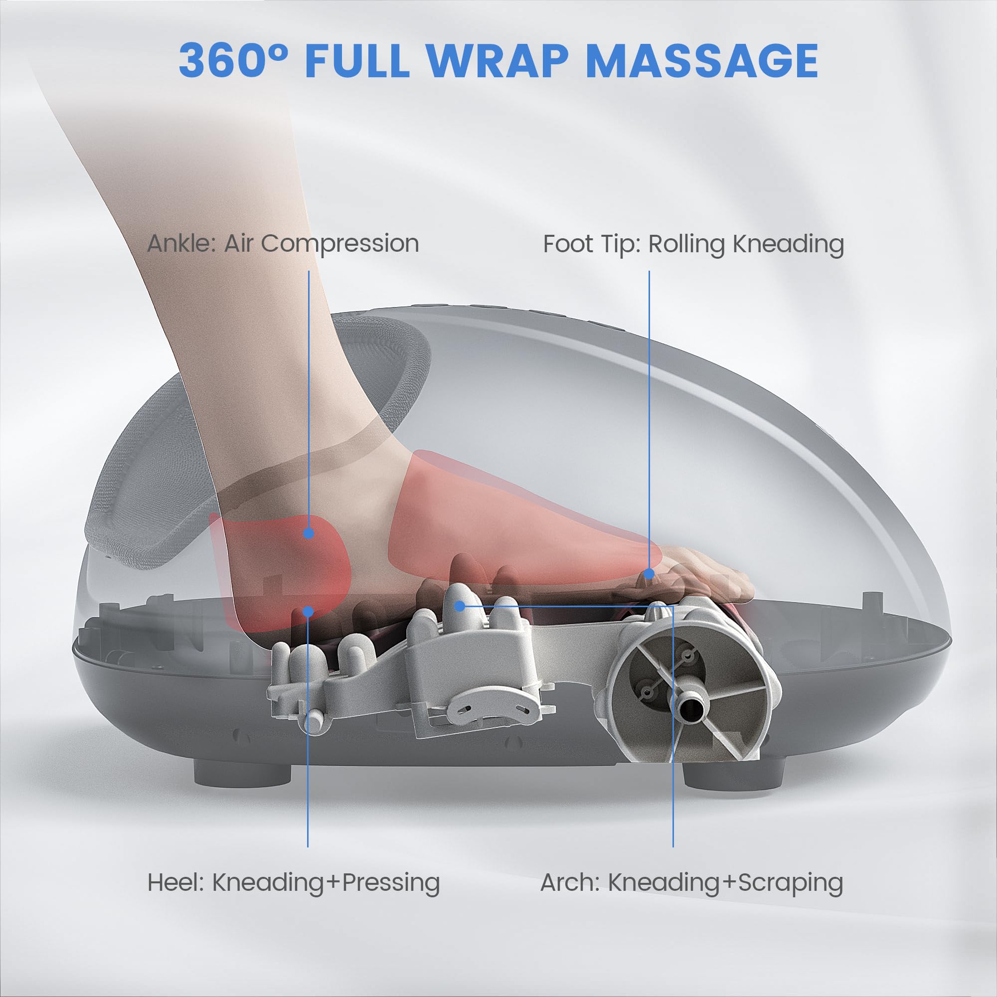 Breo Foot Massager with Heat - Deep Kneading, Air Compression & Rolling Massage for Foot Pain Relief, Plantar Fasciitis & Circulation - Fits Up to Size 46 (US 12) - Perfect for Home, Office & Post-Workout Recovery