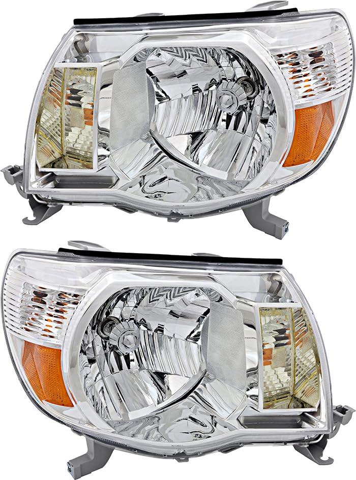 Toyota Tacoma Headlights Replacement Set - Halogen Headlamp Assembly for Driver & Passenger Side (2005-2011 Models) - Perfect for Night Driving & Off-Road Adventures