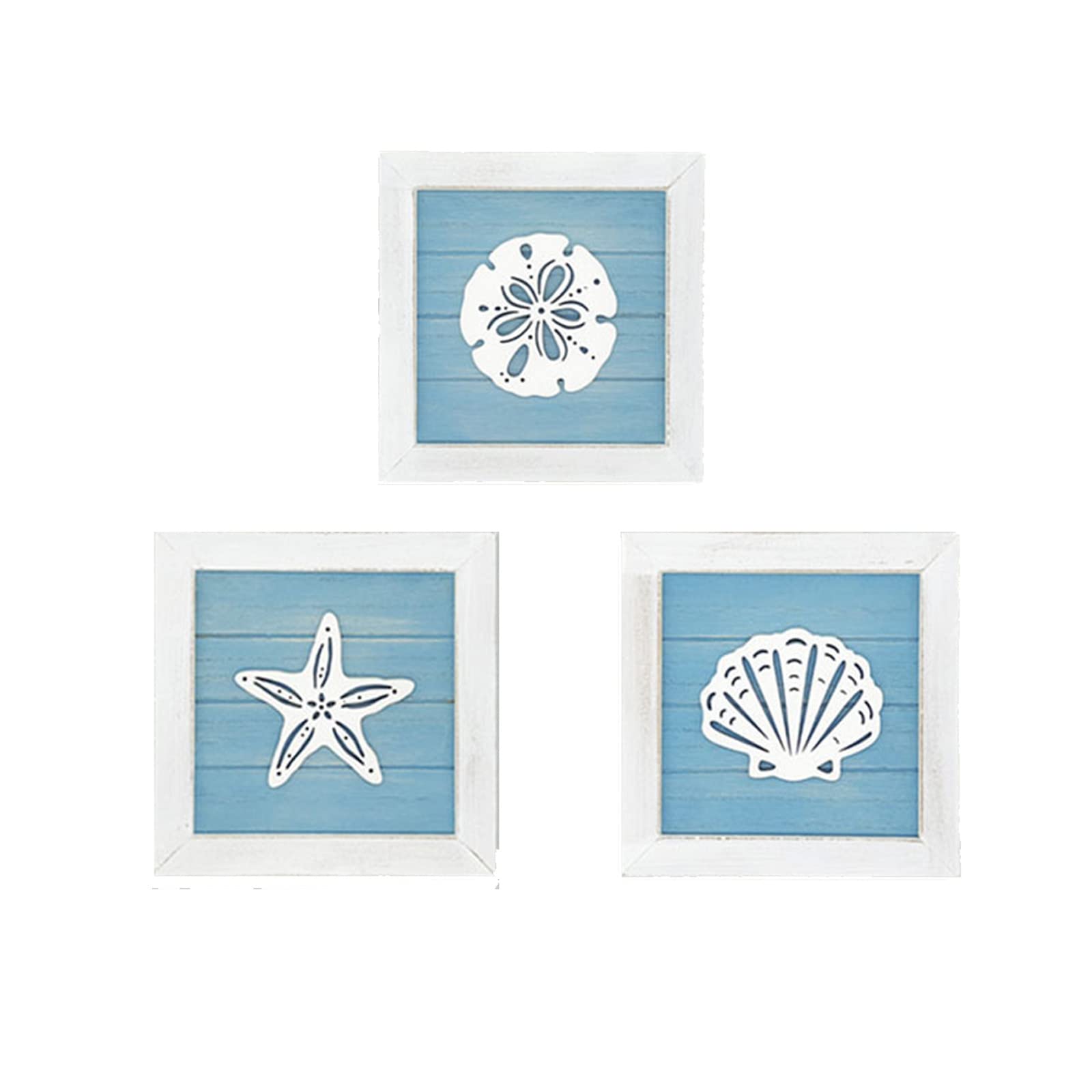 Ocean Theme Beach Wall Decor Set of 3 - Coastal 3D Wall Art with Starfish, Shell & Sand Dollar in White | Perfect for Bathroom, Living Room & Summer Beach Decor | Nautical Home Accents for Coastal Style Interiors
