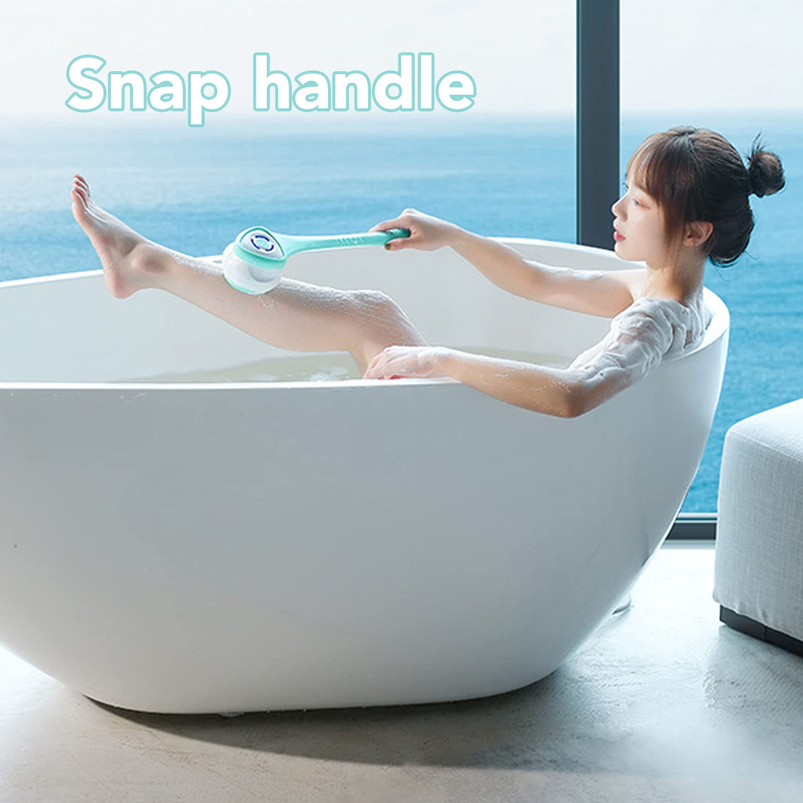 EXCLUZO Electric Shower Brush with Soft Silicone Bristles - IP67 Waterproof Body Scrubber for Deep Cleansing & Exfoliation - Perfect for Back, Feet & Hard-to-Reach Areas in Bath or Shower