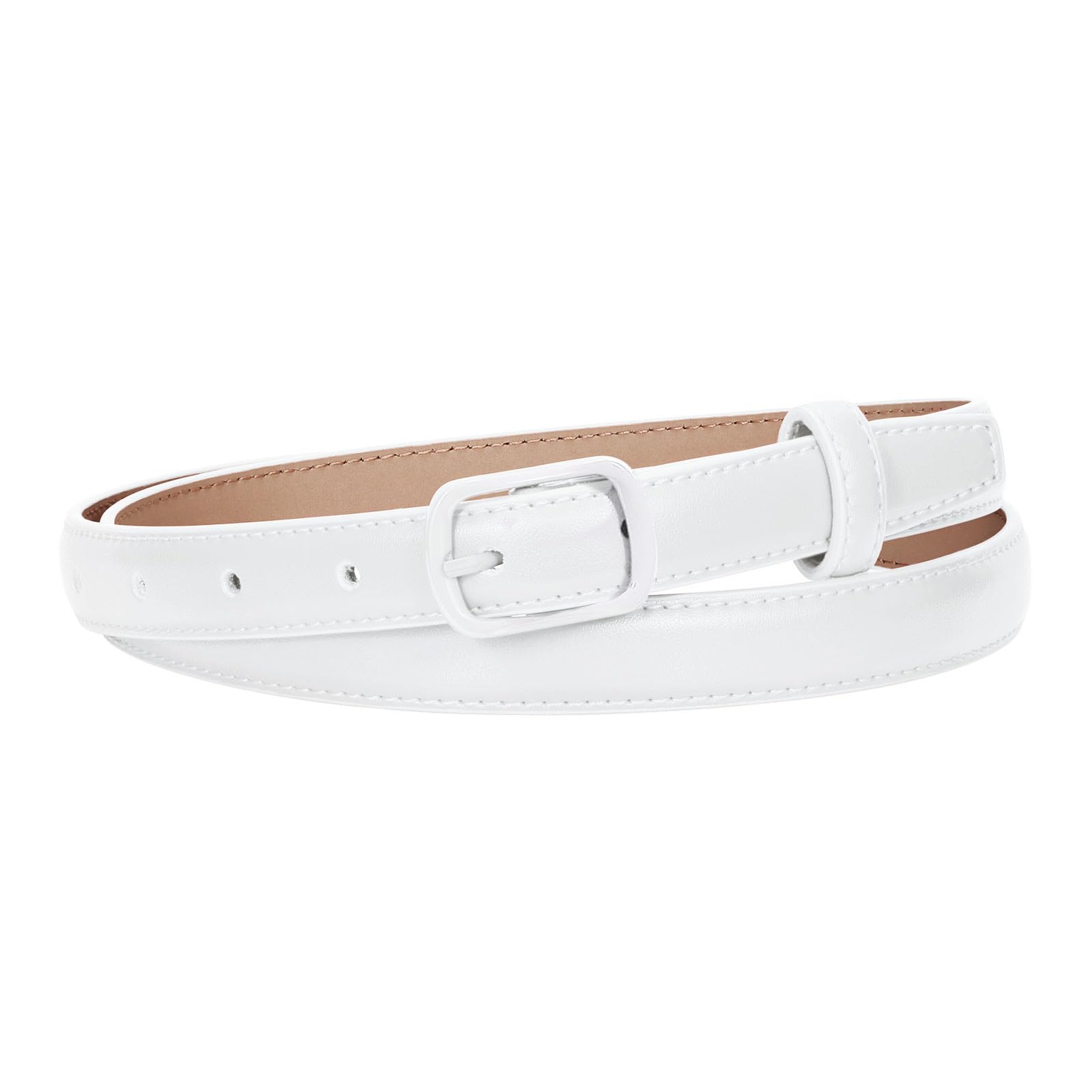 JASGOOL Women's Skinny Belt - Thin Leather Waist Belt for Jeans with Black Metal Prong Buckle | Perfect for Casual Outfits, Office Wear & Everyday Fashion Accessory
