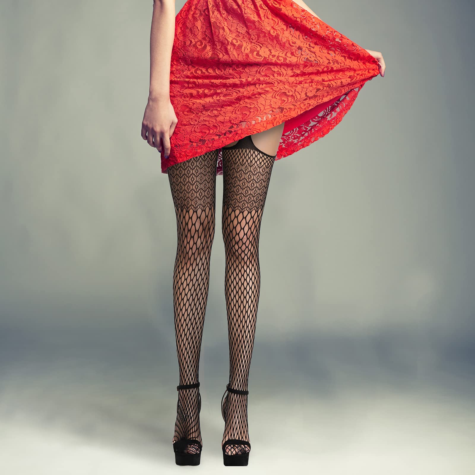 6 Pairs Women's Sexy Fishnet Stockings - High Waist Elastic Tights for Party, Halloween & Cosplay - Comfortable & Stretchy Fashion Hosiery