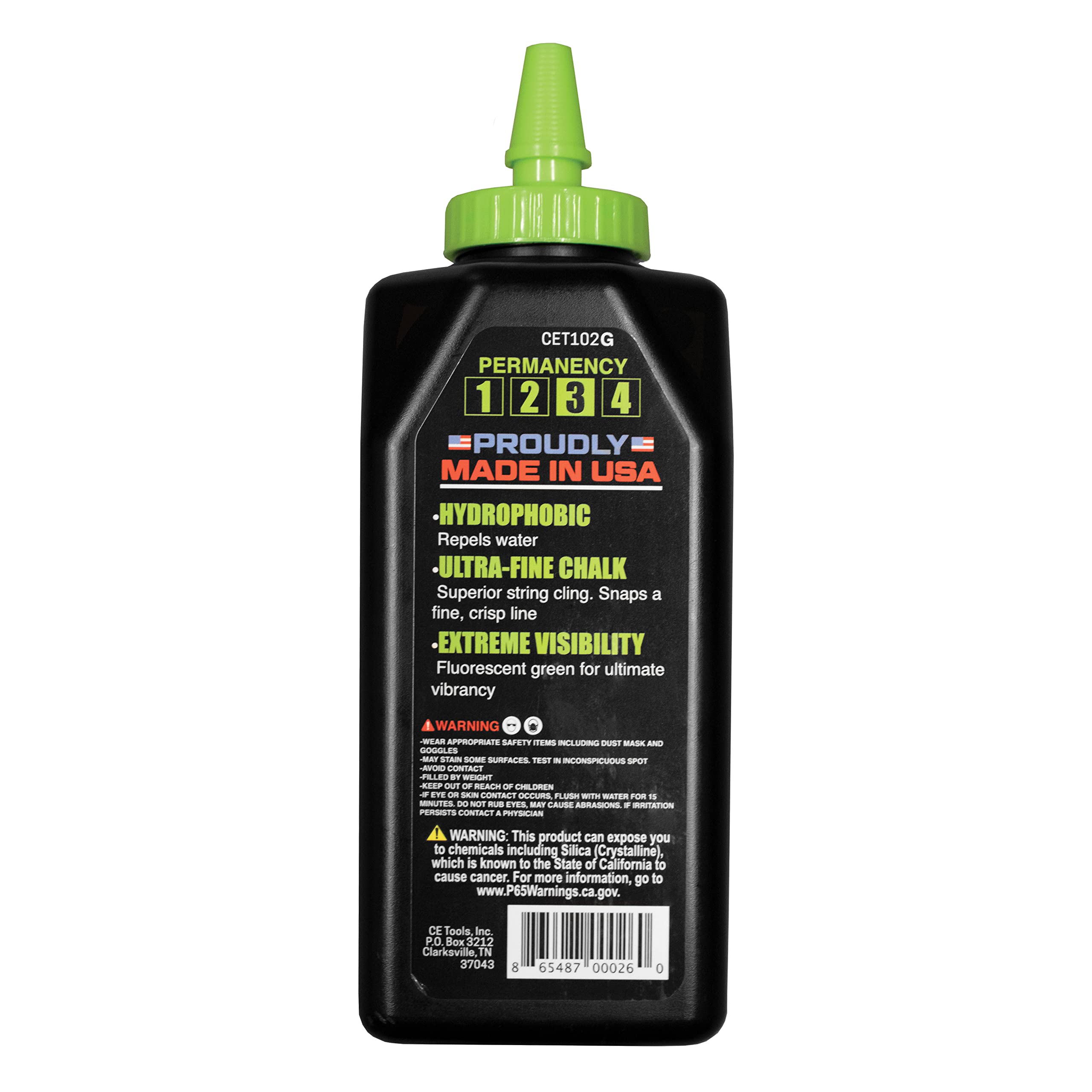 CE TOOLS Mean Green® High-Visibility Marking Chalk - 10 oz (283.5g) | USA Made, Hydrophobic Construction Chalk for Chalk Lines | Perfect for Outdoor Work, Road Marking & DIY Projects