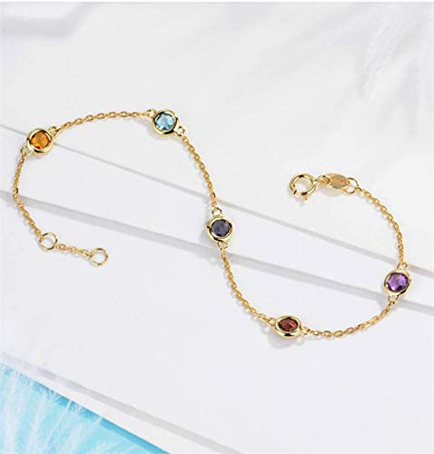 18K Solid Gold Multi-Gem Bracelet & Anklet - Anniversary & Wedding Jewelry Gift - Rose, Yellow & White Gold Options - Bulk Wholesale Available - Perfect for Bridal Shower, Engagement & Romantic Occasions