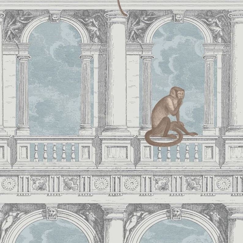 Cole & Son Wallpaper - Procuratie Con Vista Design in Stone & Powder Blue Print | Premium Peel & Stick Wallpaper for Living Room, Bedroom & Home Decor
