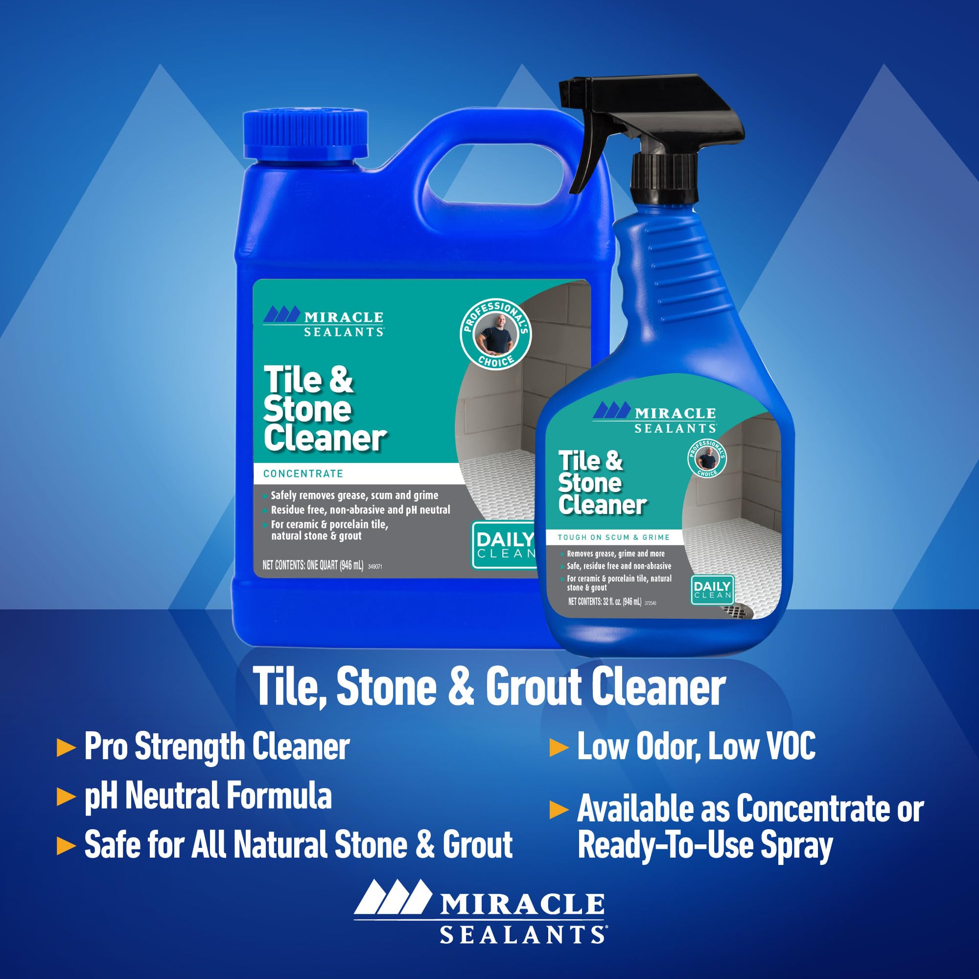 Miracle Sealants TSC4GAL Tile & Stone Cleaner Concentrate - 1 Gallon Heavy-Duty Cleaner for Ceramic, Porcelain & Natural Stone - Perfect for Bathroom, Kitchen & Floor Cleaning