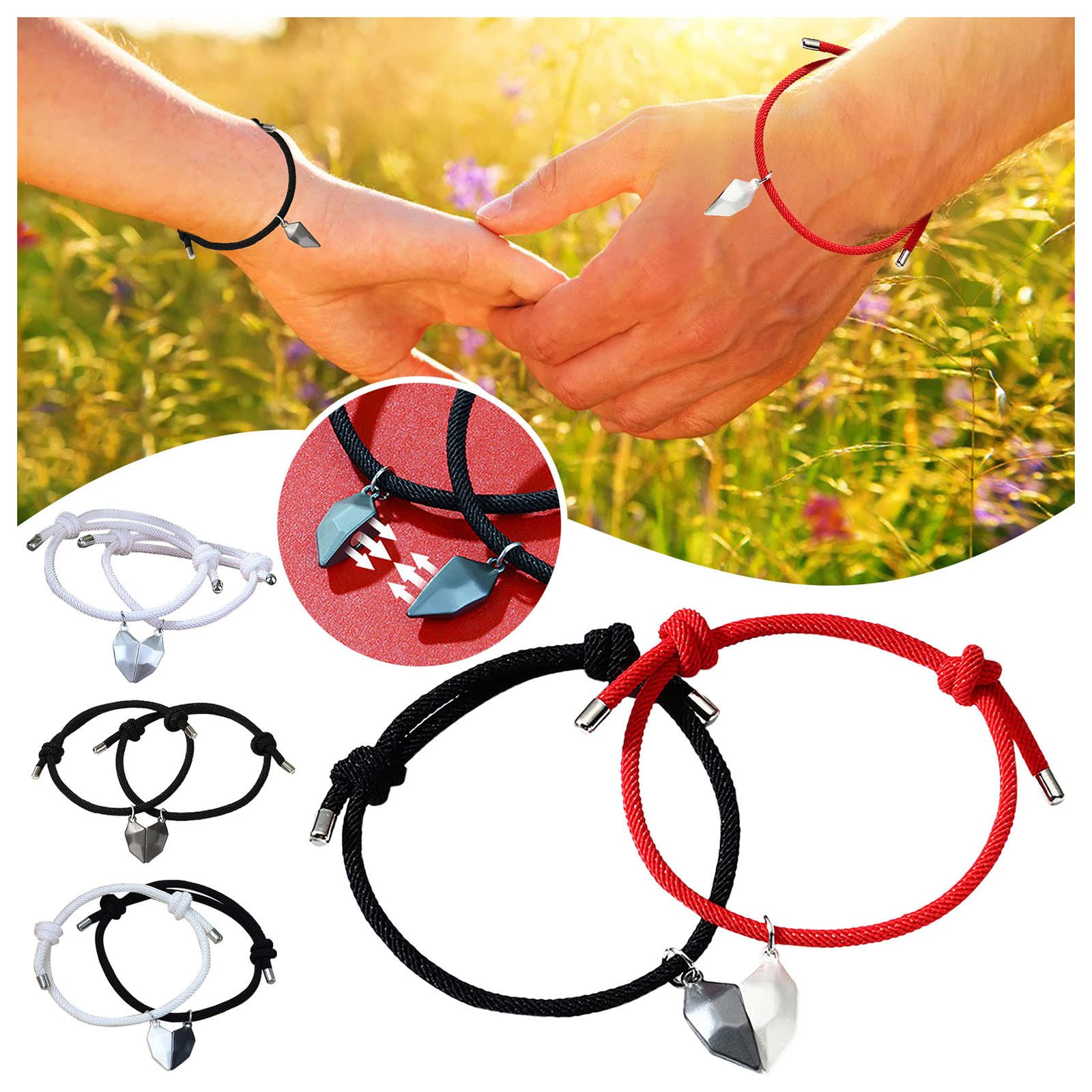 Stylish Adjustable Couple Bracelets for Men & Women - Matching Love Stitch Stone Wishing Bracelet Set for Boyfriend & Girlfriend | Perfect for Anniversaries, Valentine's Day & Romantic Gifts