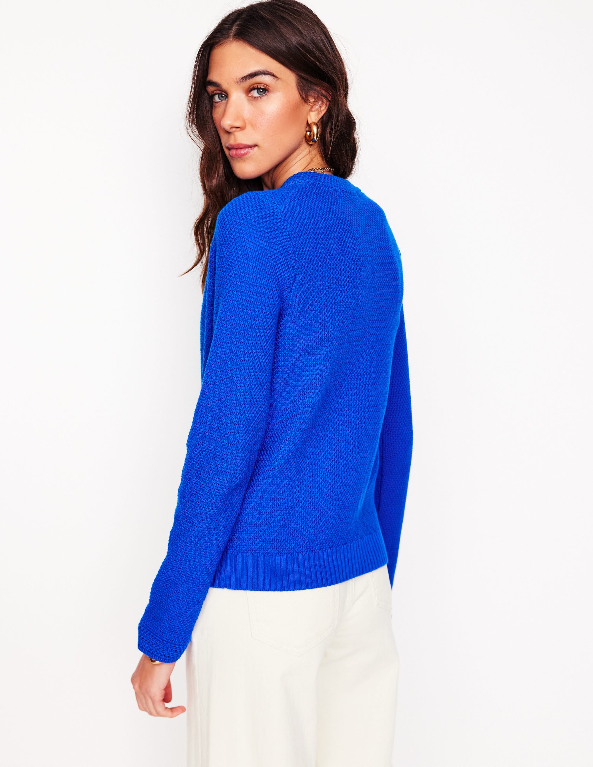 Callie Crochet Trim Cardigan for Women - Soft Blue Knitted Sweater | Perfect for Casual Outfits, Office Wear & Cozy Evenings