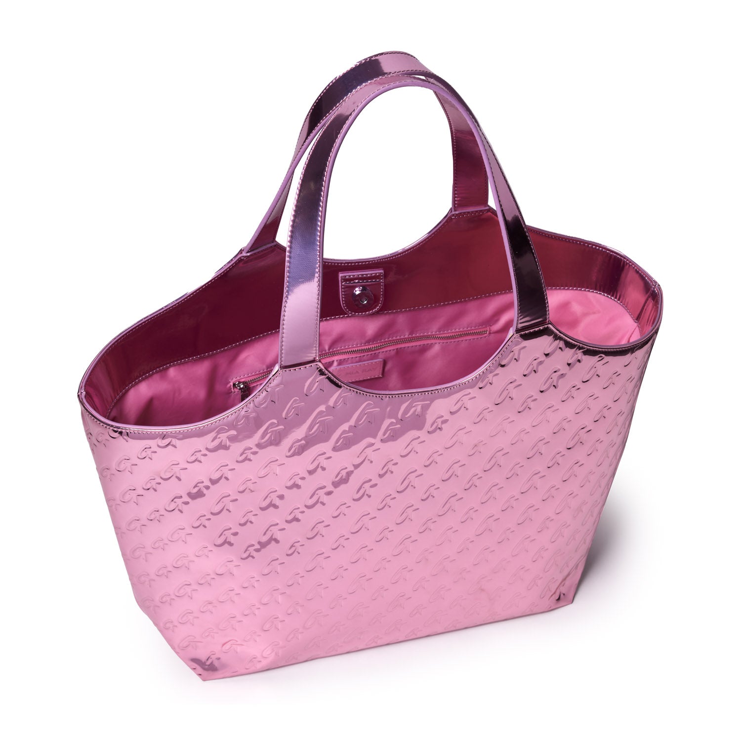 Metallic Monogram Maxi Tote Bag - Stylish Large Pink Metallic Shoulder Bag for Women, Perfect for Work, Travel & Shopping