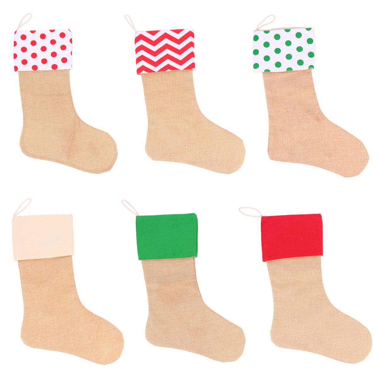 EXCEART 6-Piece Christmas Candy Stocking Gift Bags Set - Holiday Treat Holders for Tree & Fireplace Decor, Xmas Stocking Socks for Candy, Gifts & Party Favors - Perfect for Christmas Celebrations, Office Parties & Family Gatherings