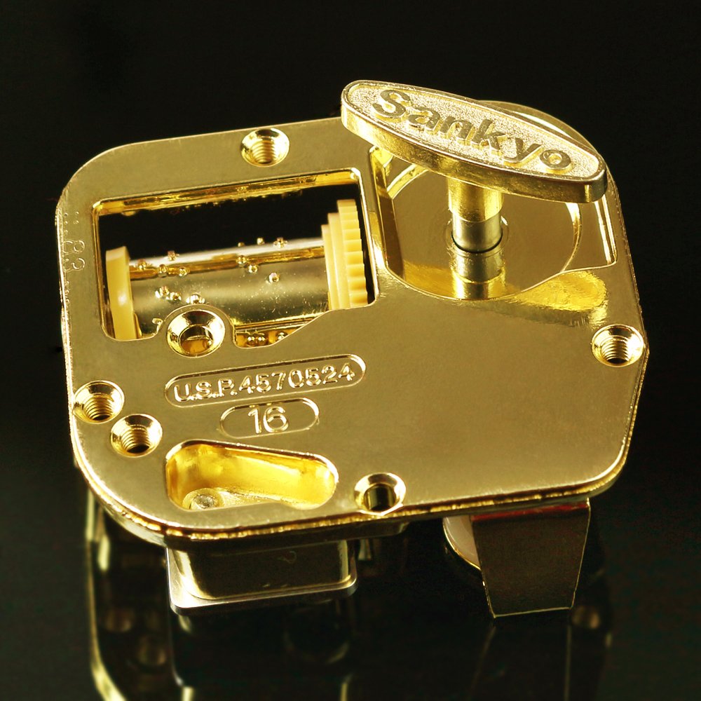 Sinzyo® Sankyo 18-Note Musical Movement - Gold-Plated Canon Music Box Mechanism with Multiple Tune Options - Perfect for Jewelry Boxes, DIY Crafts & Gift Decorations