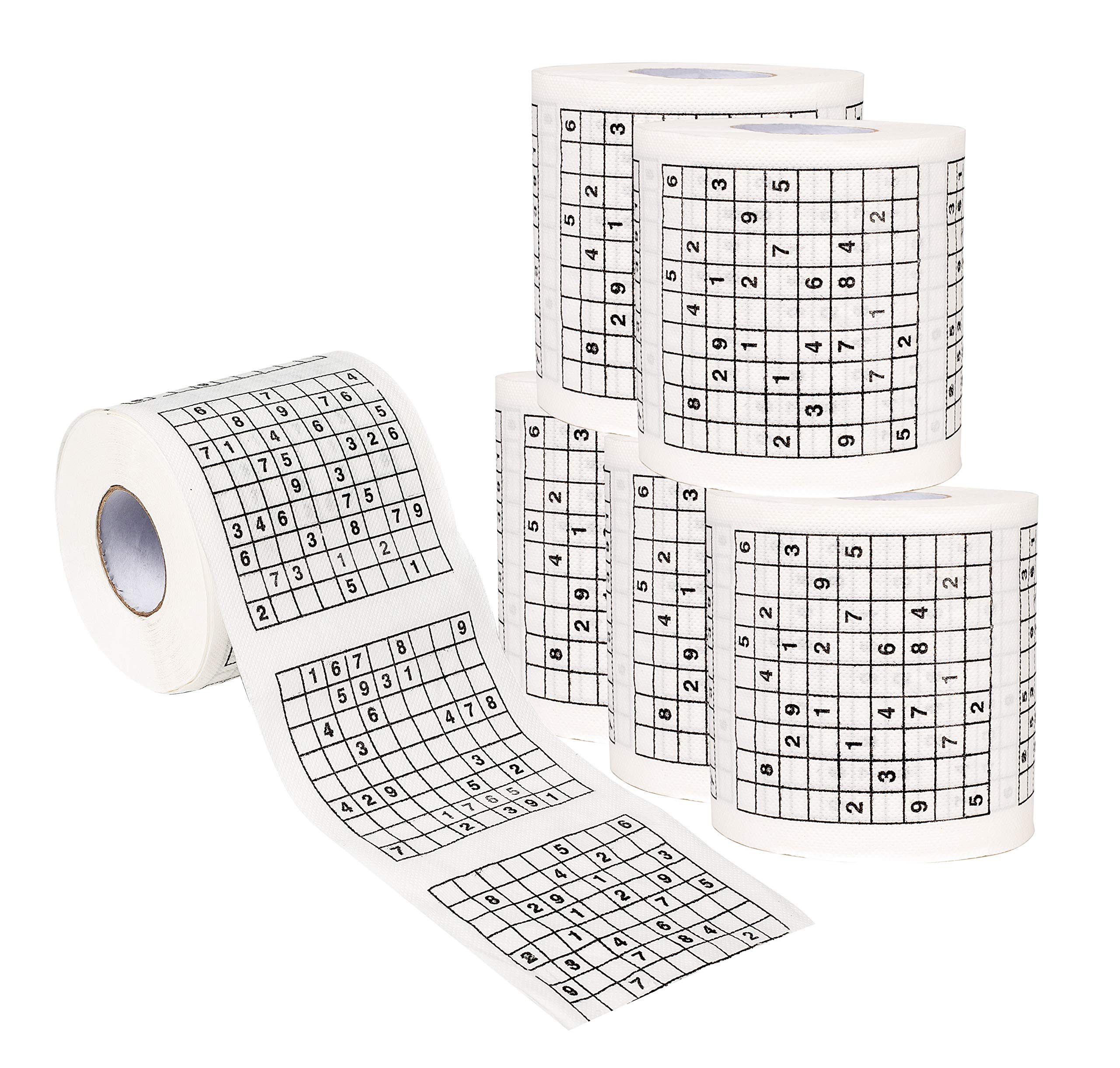 Fun Sudoku Puzzle Toilet Paper Roll - 6 Pack Prank Gift for Birthday Parties, Gag Gifts & Novelty Pranks - Great for Jokes, Office Humor & Practical Gifts
