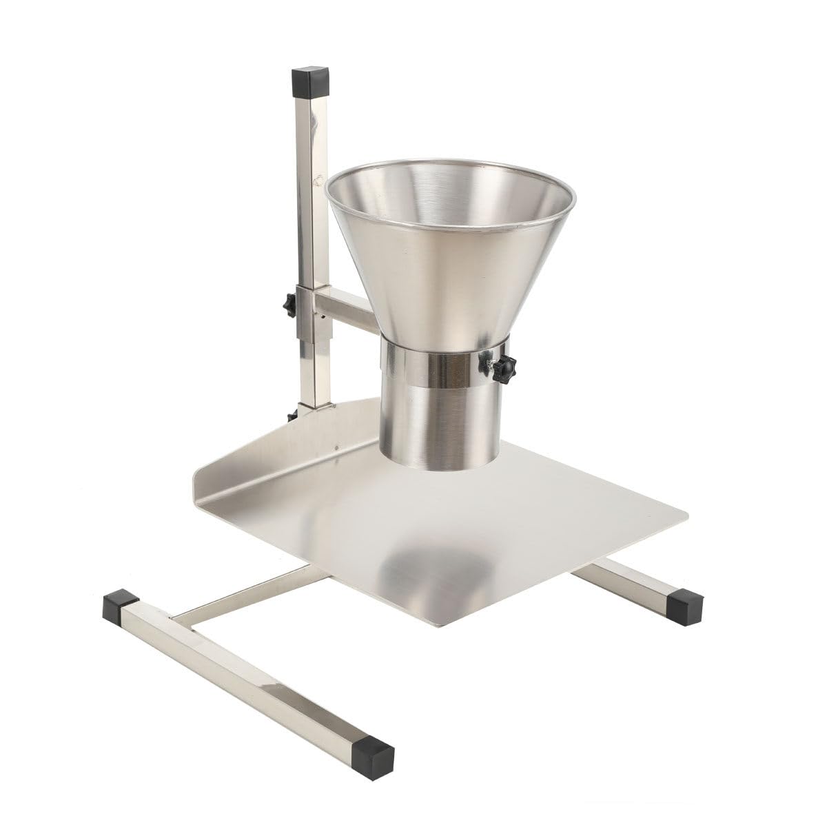 4in Stainless Steel Food Grade Feeding Hopper with Support Stand - Manual Filling Packaging Funnel for Powder, Paste & Liquid Granules | Durable Kitchen & Commercial Use for Baking, Candy Making & Bulk Food Packaging