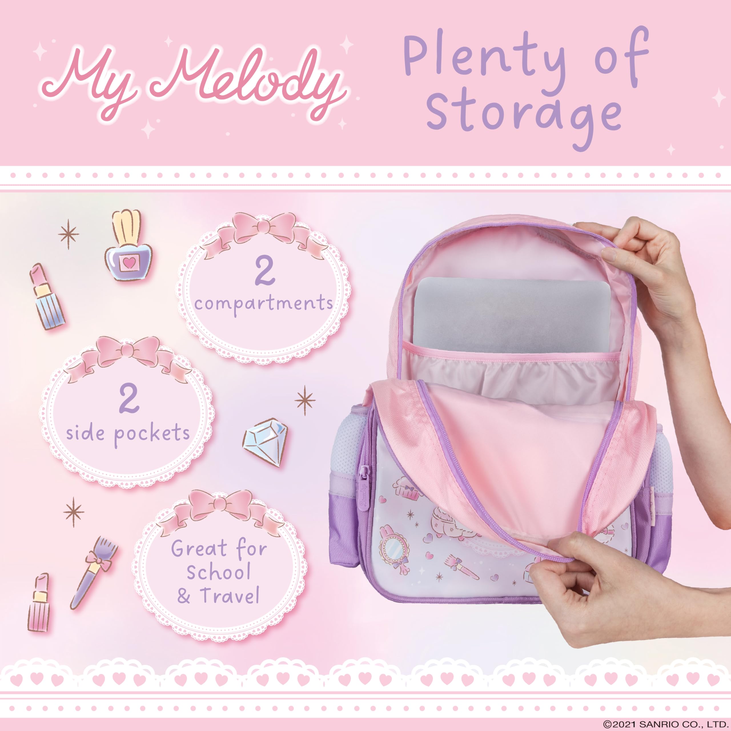 Blue Sky Studios Hello Kitty Backpack for Kids & Teens - Cute Kawaii School Rucksack with Adjustable Straps, Durable Primary & Secondary School Supplies - Perfect for School, Travel & Daily Use