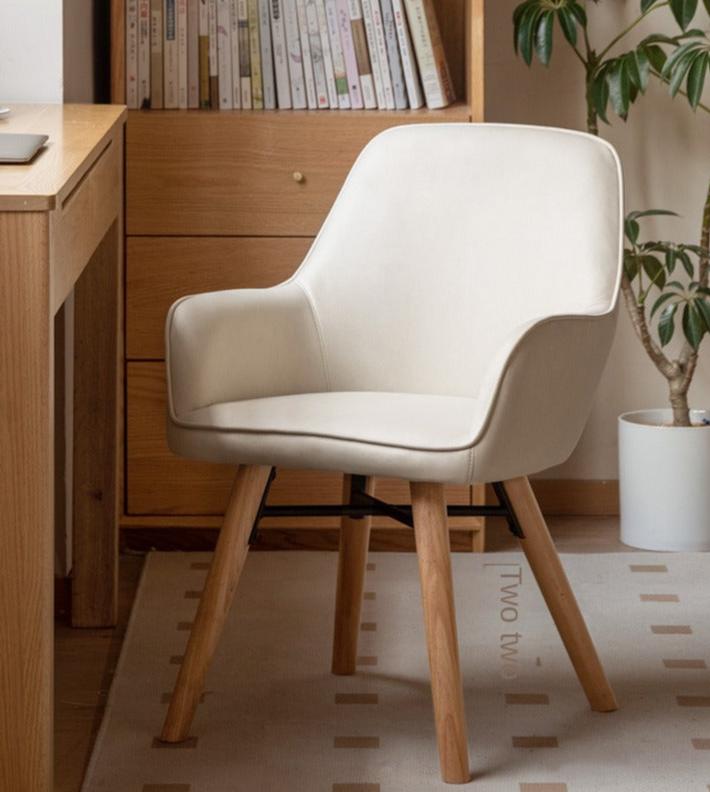 Premium Beech Solid Wood Modern Fabric Soft Back Chair - Ergonomic Office & Home Dining Comfort