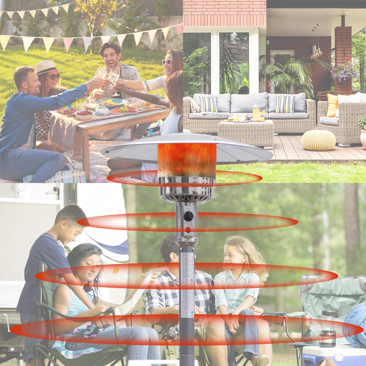 Giantex 50,000 BTU Steel Propane Patio Heater - Outdoor Commercial Standing Heater with LP Gas & Accessories (Black) - Perfect for Restaurants, Backyards, and Patio Parties