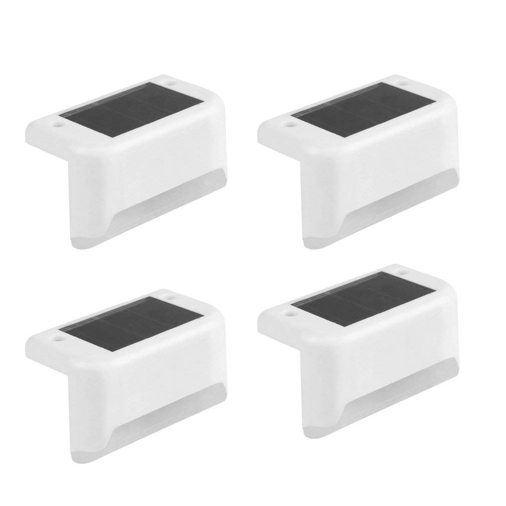 Waterproof Solar Deck Lights - 4 Pack LED Outdoor Step Lights with Auto On/Off, IP65 Fence & Garden Lighting for Patio, Stairs, Walkway, Yard (White) - Perfect for Nighttime Safety & Landscape Decoration