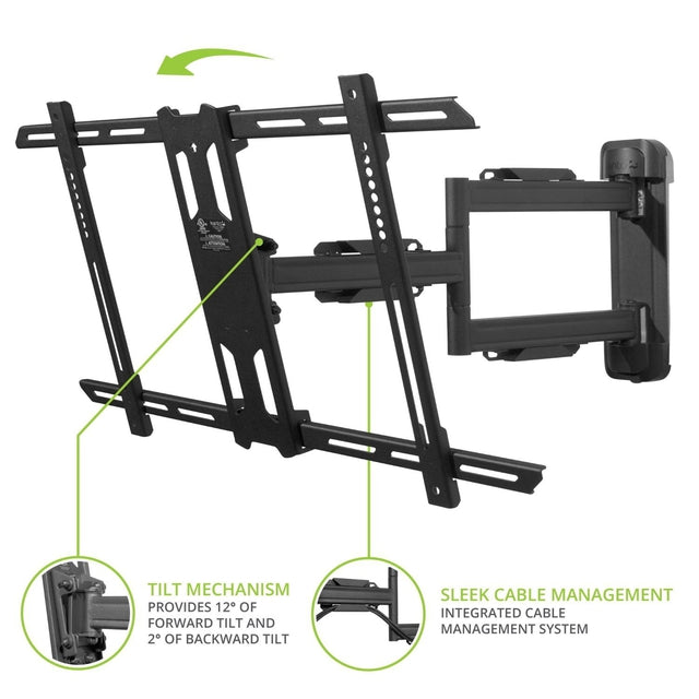 Kanto PS350 Full Motion TV Wall Mount for 37-60 Inch Flat Screen TVs - Adjustable Tilt & Swivel for Living Room, Bedroom, or Home Theater Setup