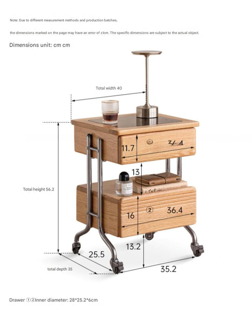 Solid Oak Wood Modern Nightstand with Removable Shelf - Perfect for Bedroom, Living Room, and Home Office Storage