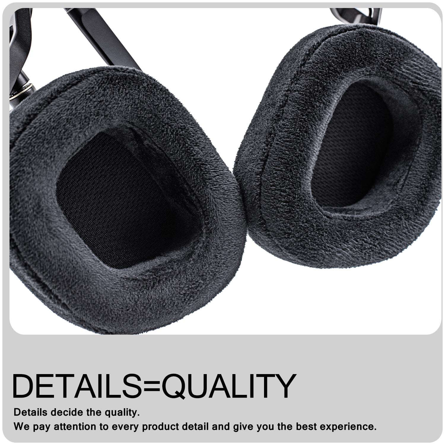 HS80 RGB Wireless Headset Replacement Ear Pads - Black Velour Memory Foam Ear Cushions for Comfort & Noise Isolation - Perfect for Gaming, Music & Long Wear Sessions