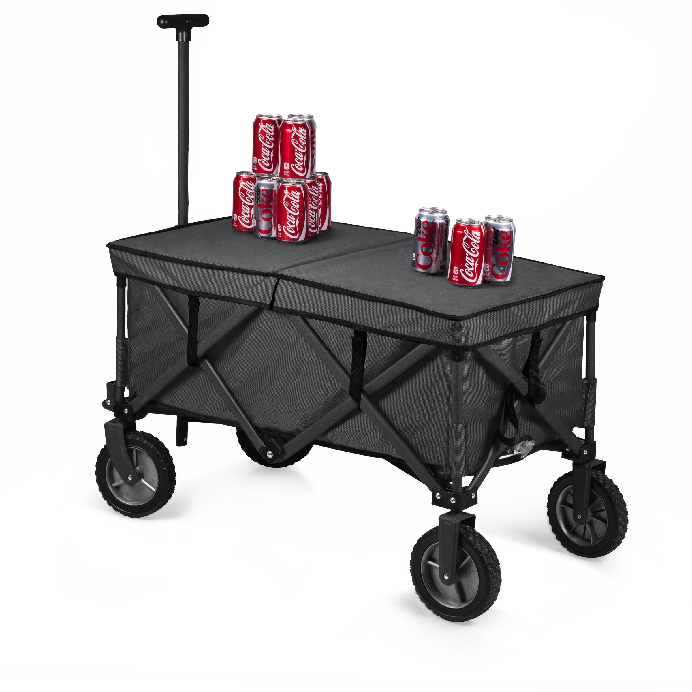 PICNIC TIME Adventure Wagon Elite - Foldable Utility Wagon with Table Top Lid & Soft Cooler Liner for Outdoor Camping, Beach Trips, and Tailgating