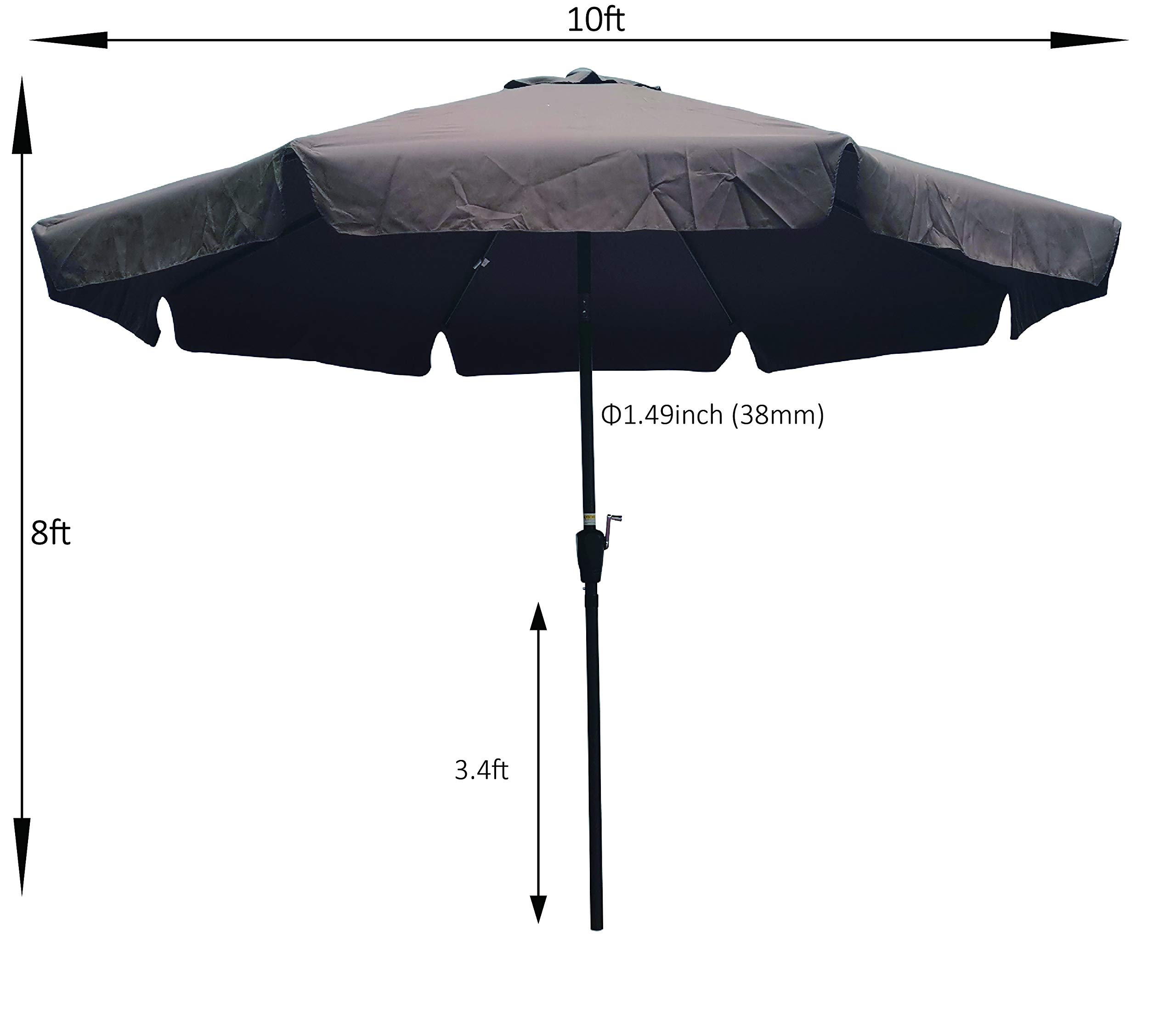10 ft Outdoor Patio Umbrella with Crank & Tilt - Round Market Table Umbrella for Garden, Deck, Backyard & Pool Shade | Perfect for Outdoor Dining, Lounging & Sun Protection