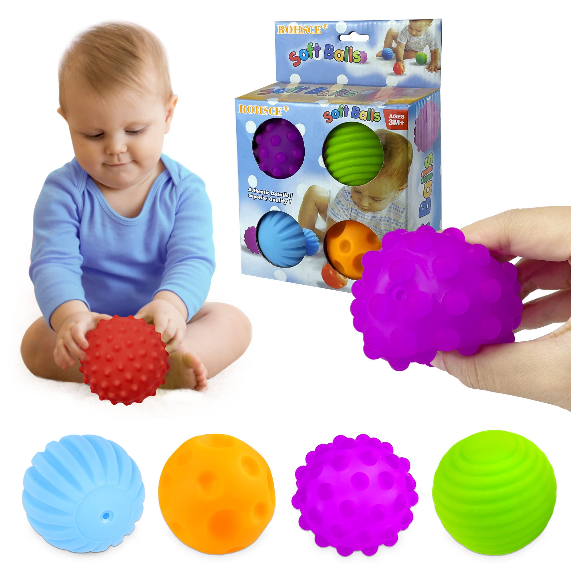 Baby Sensory Balls Set - Soft Textured Massage Toys for Toddlers 1-3 - Perfect for Early Learning & Playtime