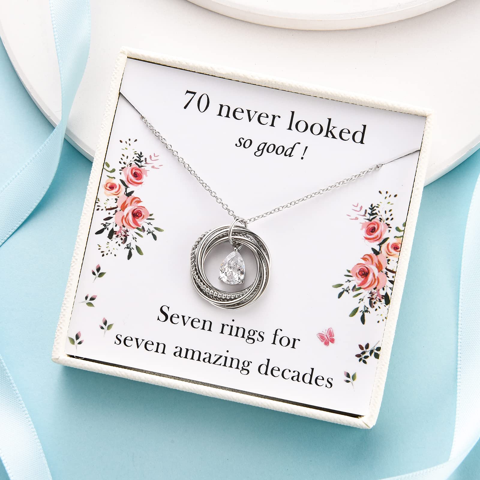 VOSAP Sterling Silver Chain Necklace - Elegant 30th 40th 50th 60th 70th Birthday Gift for Women, Best Friend, Daughter, Mom, Sister | Perfect for Anniversaries, Graduation, Mother's Day & Special Occasions