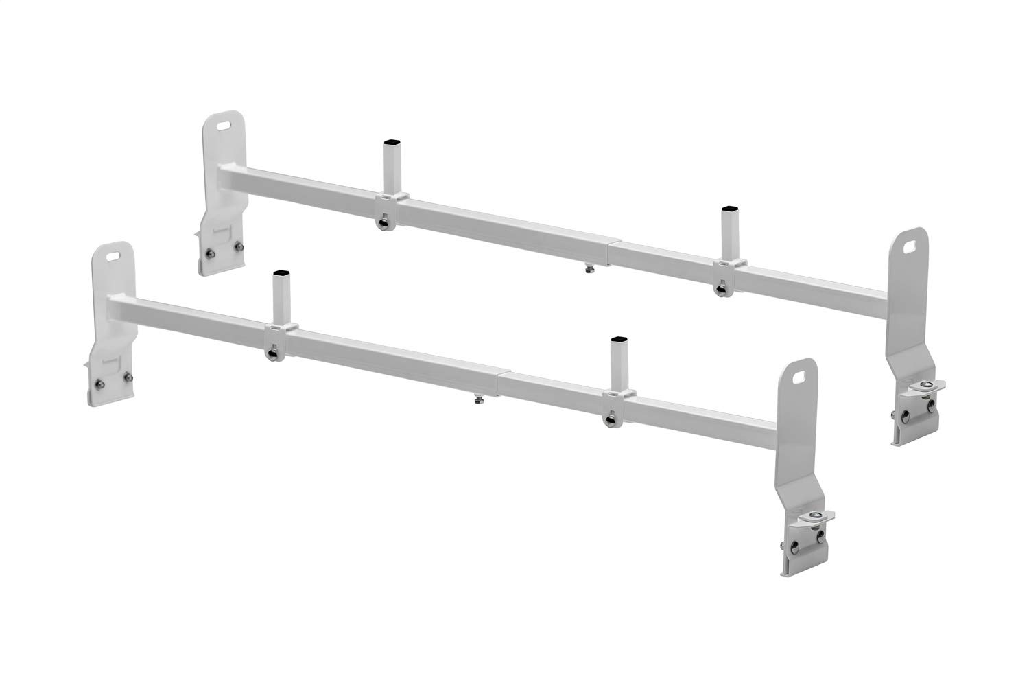 White Van Rack 2-Piece Set - Clamp-On Installation for Storage