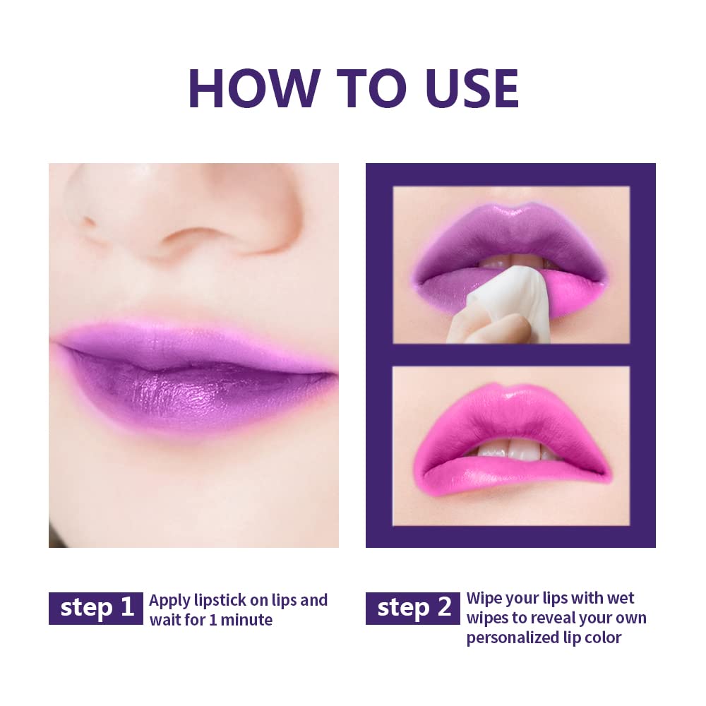 Magic Temperature Color Changing Lipstick - Moisturizing Shimmer Lip Gloss, Long Lasting & Waterproof (Purple) - Perfect for Parties, Dates & Everyday Wear