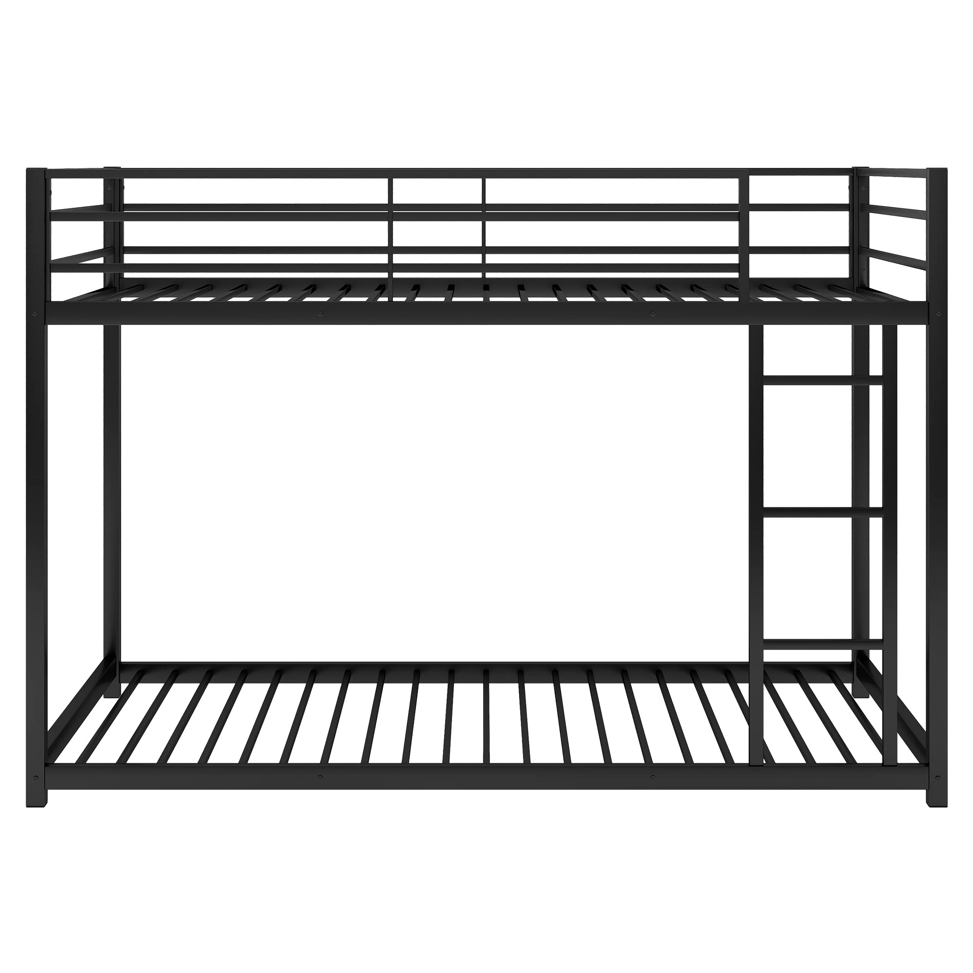 Sturdy Metal Twin Over Twin Bunk Bed Frame with Safety Guard Rails & Ladder - Heavy Duty Bunk Bed for Kids, Teens & Adults - No Box Spring Needed (Black) - Perfect for Small Spaces, Dorms, Guest Rooms & Kids' Bedrooms
