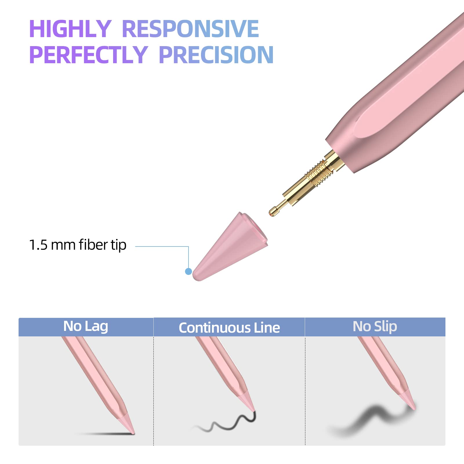 Premium Stylus Pen for iPad 10th/9th Gen, iPad Air 5/4/3, iPad Pro 11/12.9 Inch - Magnetic Apple Pencil Alternative with Palm Rejection & Tilt Sensitivity (Rose Gold) - Perfect for Digital Art, Note-Taking & Professional Design Work