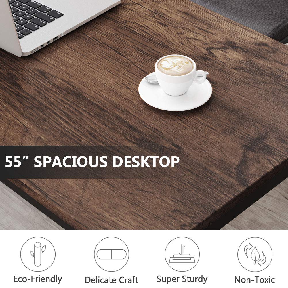 Tribesigns 55 Inch Large Computer Desk - Sturdy Office Desk with Rustic Brown Finish, Perfect for Home Office, Study, Writing & Workstation Use | Ideal for Remote Work, Gaming & Productivity