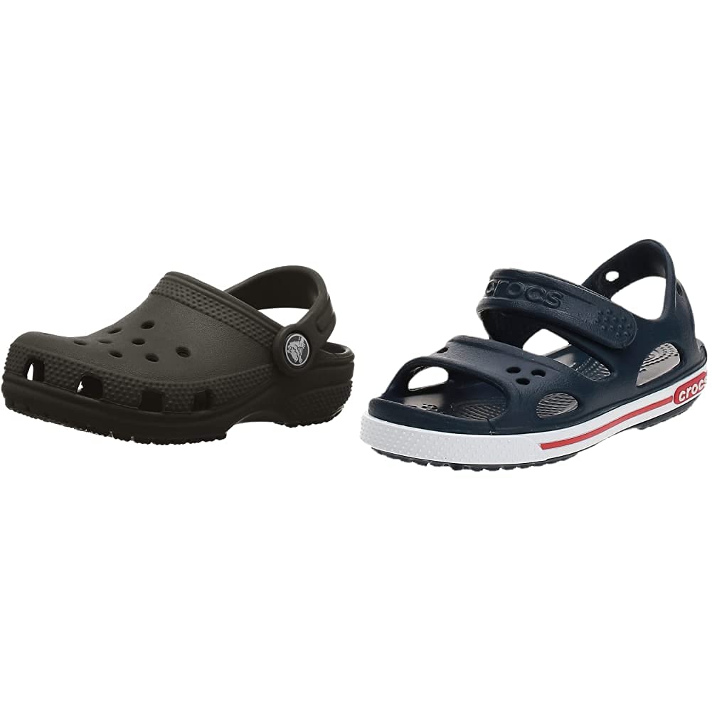 Crocs Kids' Classic Clog & Sandal 2-Pack Bundle - Comfortable Water Shoes for Boys & Girls - Perfect for Beach, Pool, and Outdoor Play