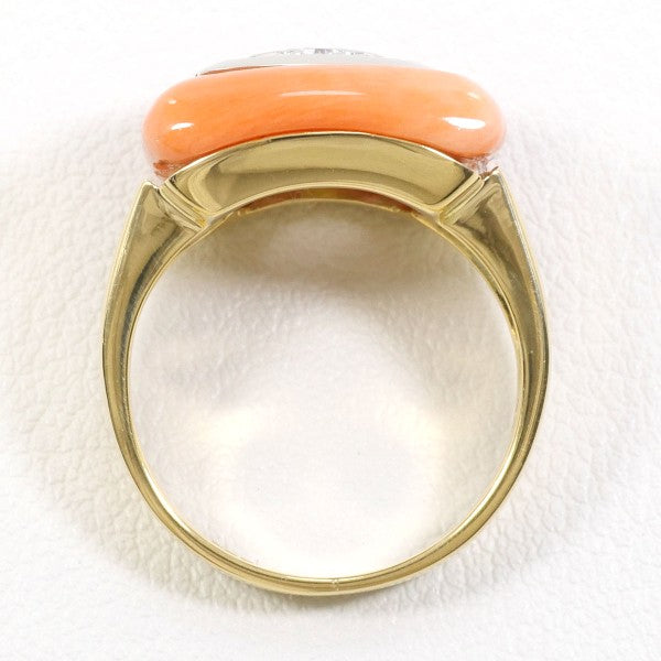 18K Yellow Gold & White Gold Coral Diamond Ring for Women - Elegant Handmade Jewelry for Engagement, Wedding, Anniversary & Special Occasions