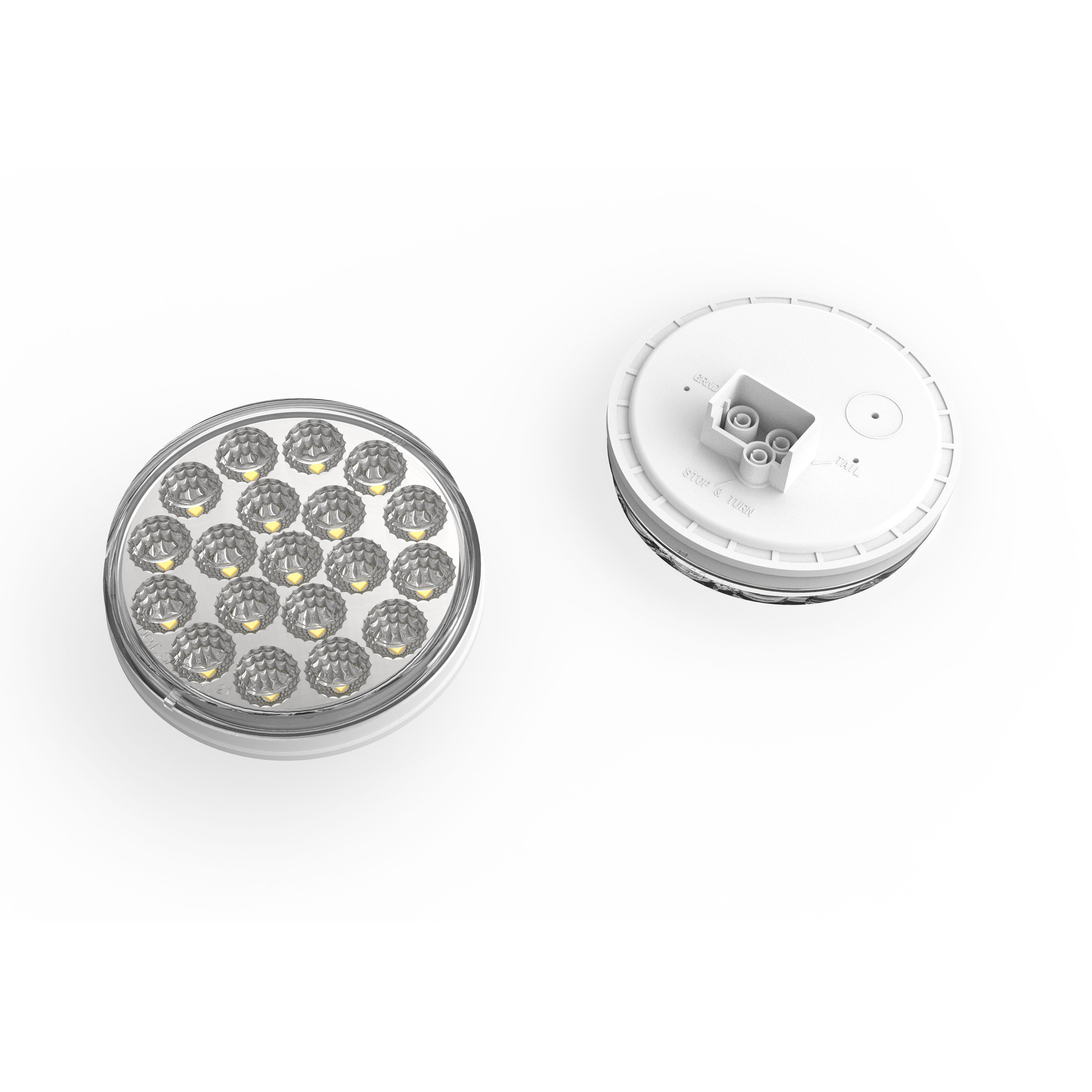 Fortpro 4-Inch Round Dual Function Multivoltage LED Lights - Red & Amber LED with Clear Lens (Model F238708) for Trucks, Trailers, and Emergency Vehicles